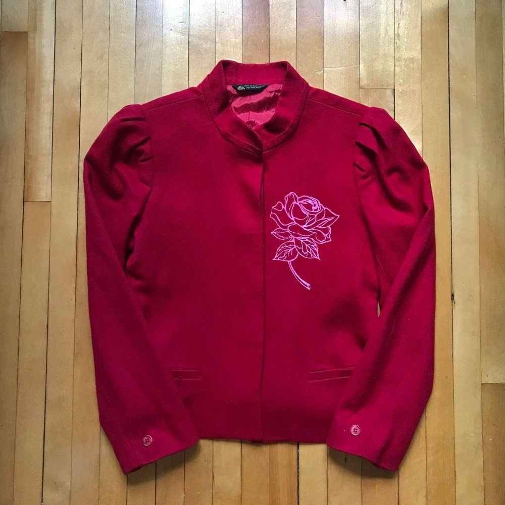 Vintage pure wool luscious red jacket/coat.  Sz10 or M.